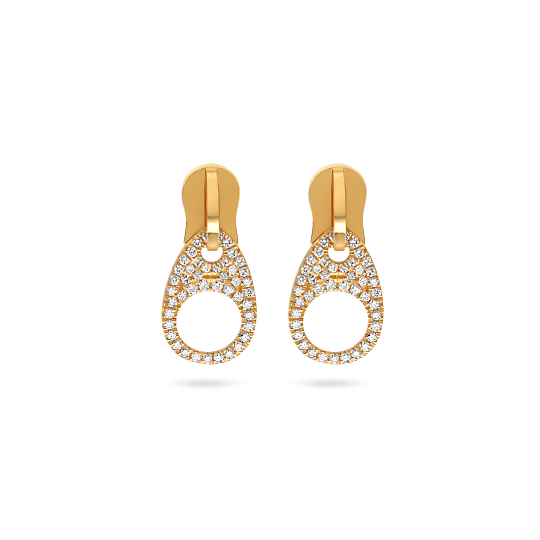 14K Zipper Diamond Earrings (sample sale) Earrings IceLink-CAL 14K Gold  